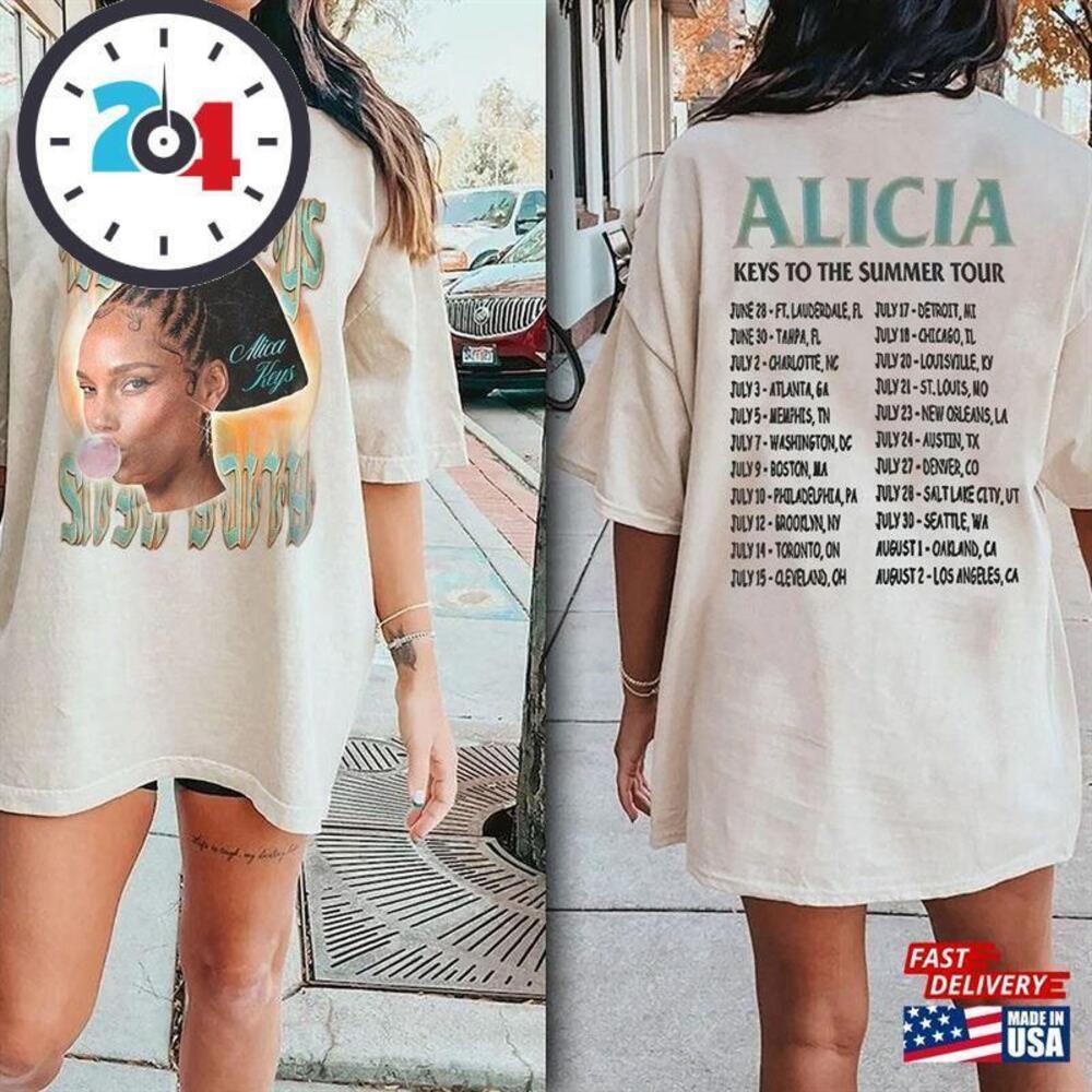 Alicia Keys Music Shirt World Tour T-Shirt Summer 2 Sided